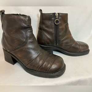 Zodiac Whistle Retro Chunky Leather Ankle Boots Size 7.5 90's Y2K